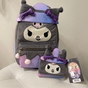 Kuromi witch plush cosplay mini backpack and wallet